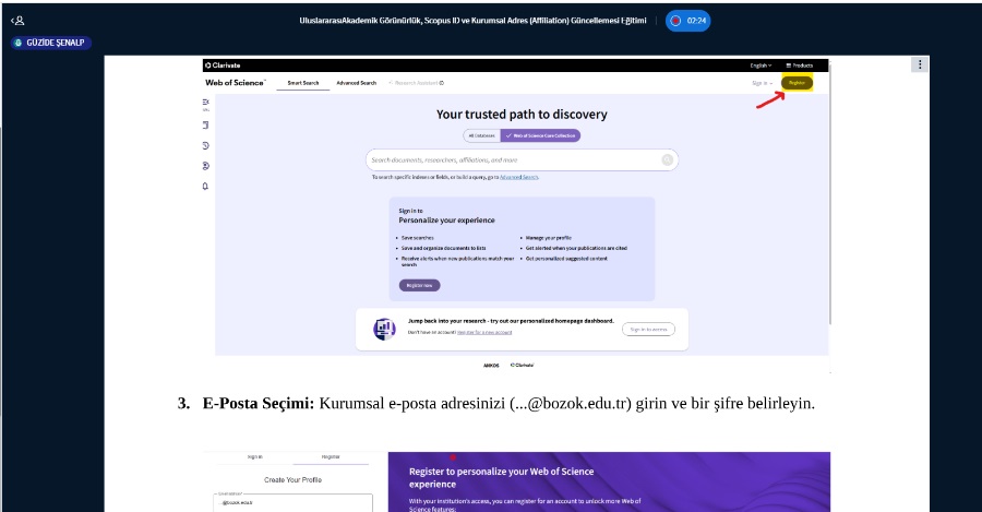 Uluslararası Akademik Görünürlük ve Akademik Profil Güncelleme Eğitimleri Gerçekleştiriliyor