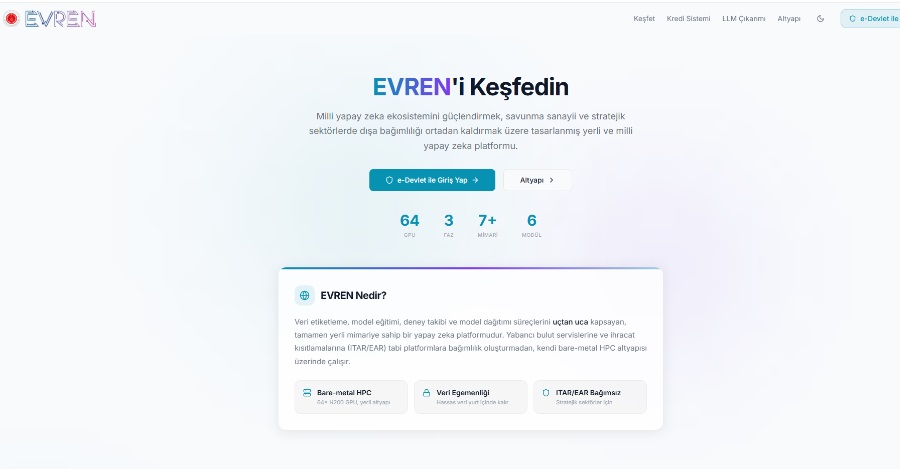 Yerli Yapay Zekâ Platformu EVREN Kullanıma Açıldı